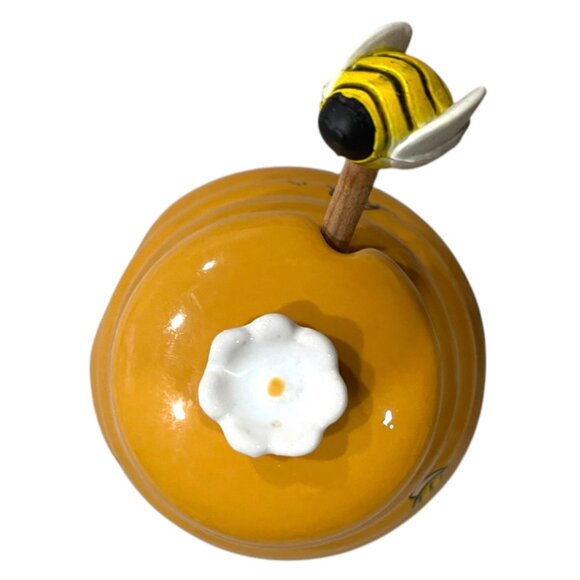 Joie Mini Ceramic Beehive Honey Pot and Woven Dipper (Honey/Miel) - Picture 4 of 8